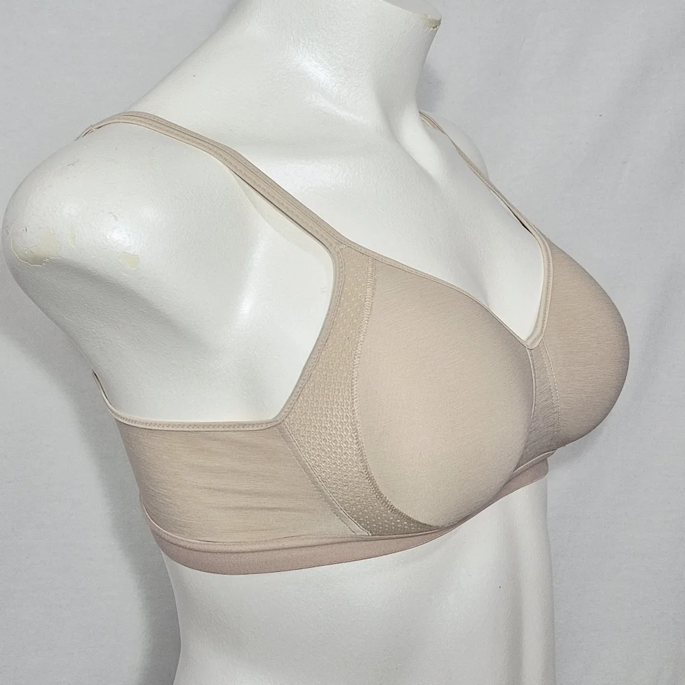LARGE Hanes HCX3 HBG7 G507 X-Temp Foam Wireless Wire Free Sports Bra‎ Beige